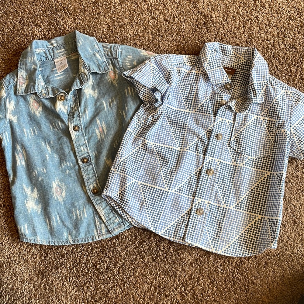 2 adorable boys button up shirts- Tea & Carters